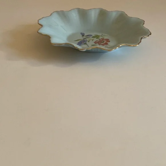 Vintage Adderley Trinket Dish Bone China Blue Floral Gold Detail Home Decor Art - Picture 3 of 5